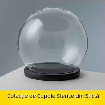 Cupolă din sticlă sferică pentru flori păstrate, peisaj miniatural – decor de masă