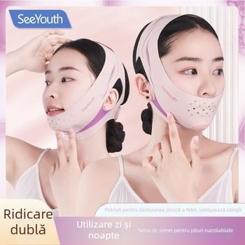 SeeYouth mască facială cu acid hialuronic pentru subțierea feței, protecție solară, răcire și lifting, dispozitiv cu infraroșu îndepărtat pentru fața în formă de V, presiune micro segmentată