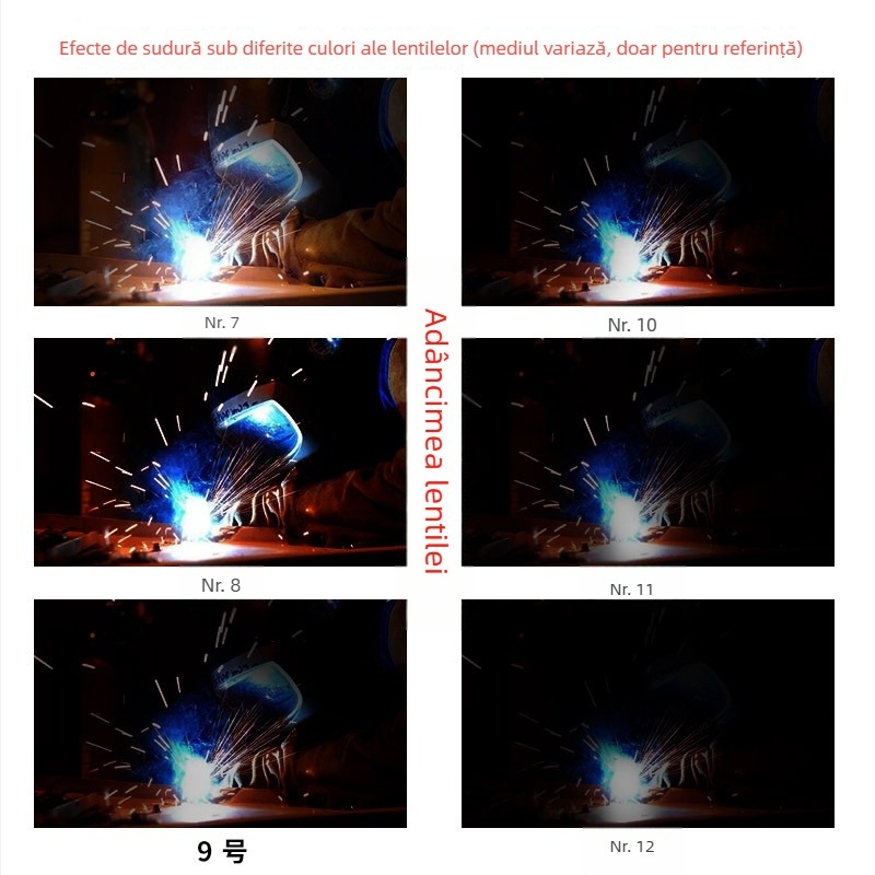 Ochelari de sudură cu lentile din sticlă, lentile negre și transparente, sudură cu arc de argon, nuanțe 7–9
