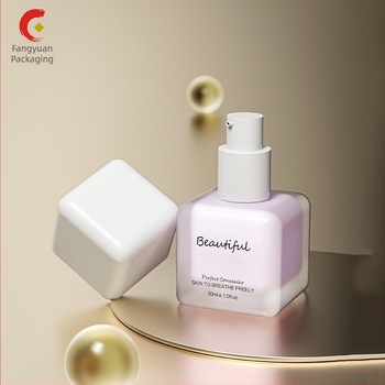 Ambalaj cosmetic pătrat cu bază îngroșată, cremă de izolare, cremă de aderență, sticluță goală de 30 ml pentru fond de ten