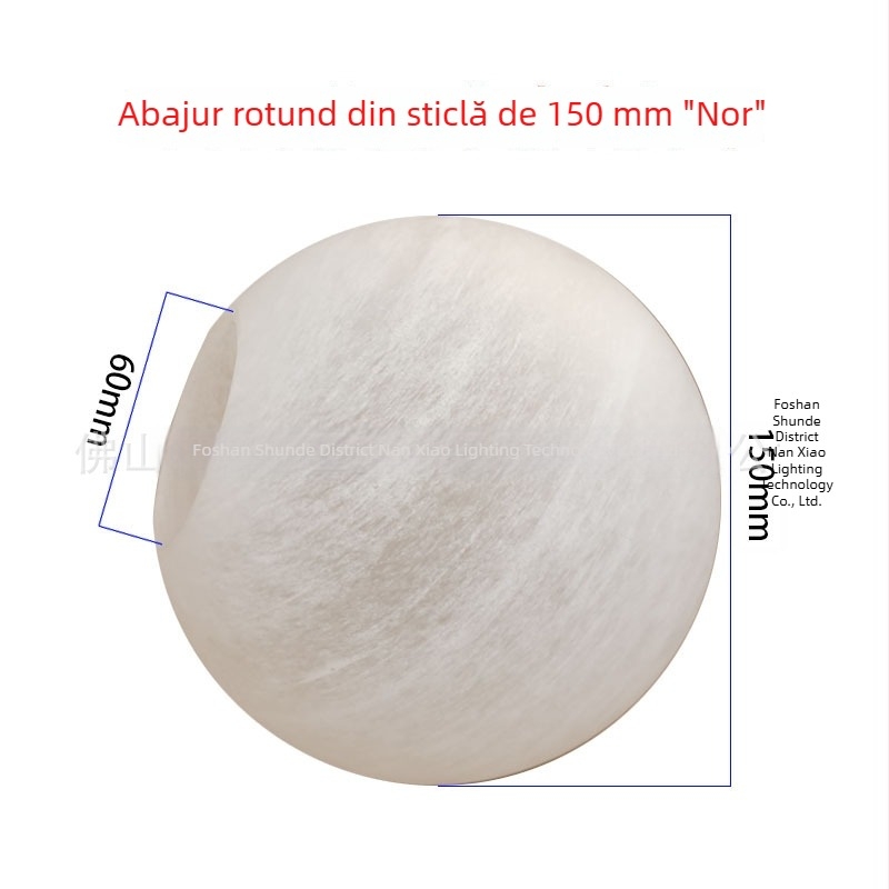 Abajur din sticlă pentru lampa suspendată, diametrul 150 mm, bilă în formă de nor, cu o gaură unică – accesoriu lampă