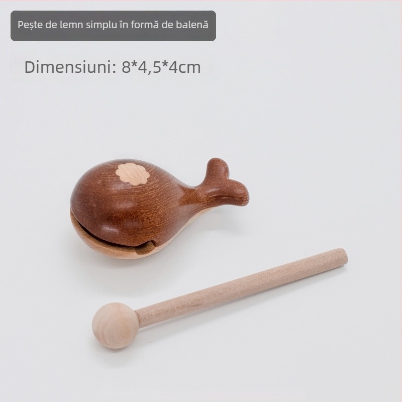Ornament din lemn în formă de balenă, sculptură din lemn masiv, instrument percuţional pentru birou