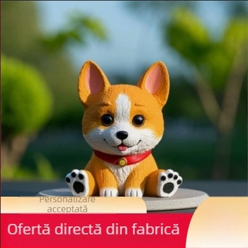 Figurină drăguță din rășină, cățeluș-cartoon: lampă de grădină pentru dormitor și birou, ornament decorativ din rășină, cadou într-o cutie cu surprize