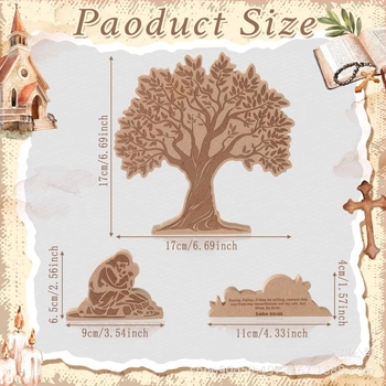 Ornamente din lemn în formă de copac, cu Arborele Rugăciunii și Arborele Vieții, design minimalist