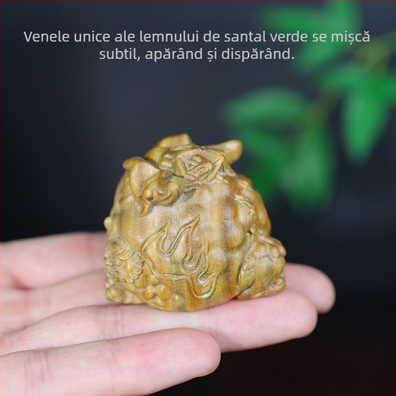 Figurină decorativă din lemn de santal, broască cu trei picioare, sculptură manuală