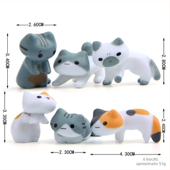 16 figurine cu pisicuțe desen animate pentru DIY, grădină, cofetărie și decor pe bordul central