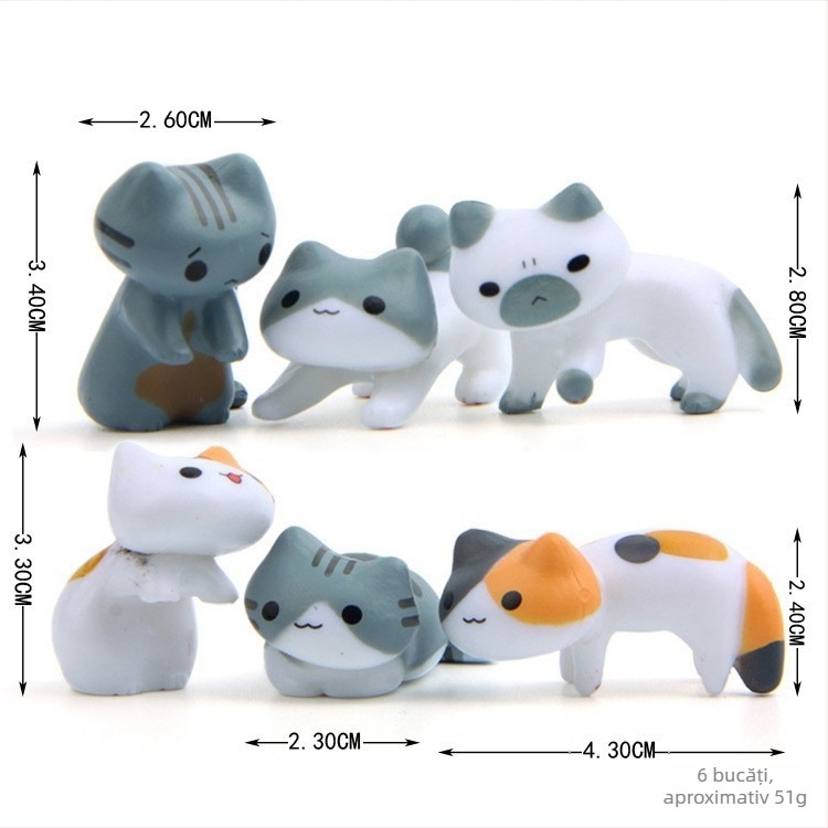 16 figurine cu pisicuțe desen animate pentru DIY, grădină, cofetărie și decor pe bordul central