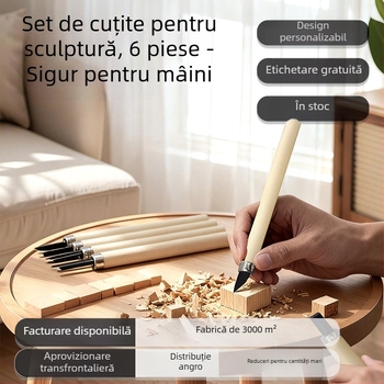 Set de cuțite pentru cioplire în lemn, lucrări de tâmplărie și sculptură în lemn, unelte de cioplire, ștampile din cauciuc și ipsos
