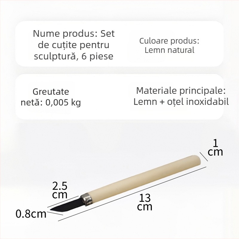Set de cuțite pentru cioplire în lemn, lucrări de tâmplărie și sculptură în lemn, unelte de cioplire, ștampile din cauciuc și ipsos