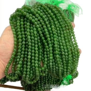 Mărgele de jad Hetian naturale, aproximativ 6 mm, verde deschis cu pete negre, pentru brățări DIY și coliere lungi