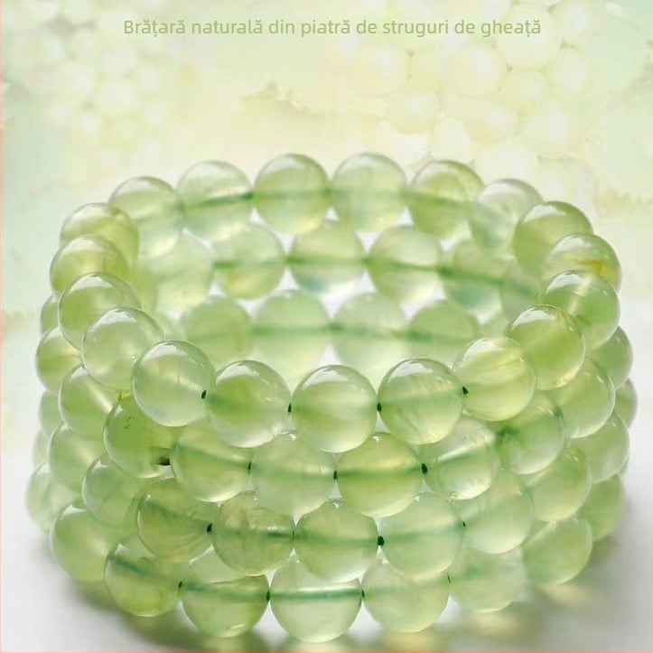 Brățară din chalcedon verde natural pentru femei, grad de colecție, mărgele de cristal transparente