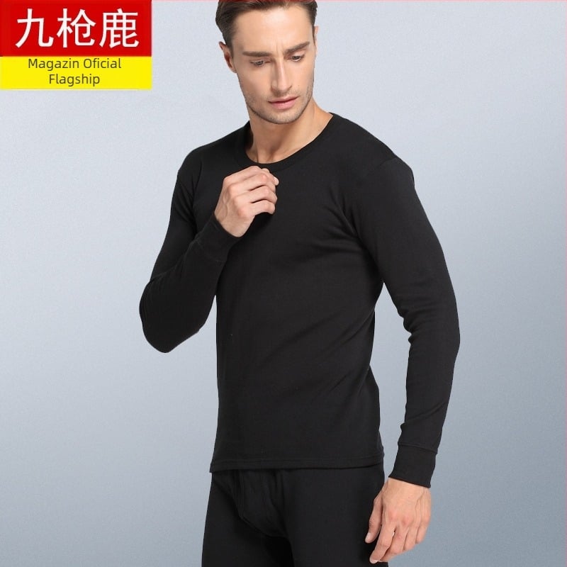 Nine Gun Deer set de lenjerie termică din 100% bumbac pentru bărbați și femei, top subțire cu mâneci lungi și pantaloni, pentru toamnă