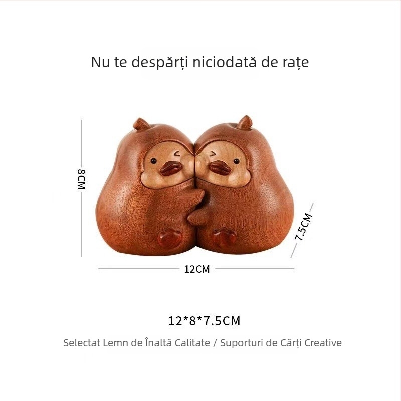 Ornament din lemn de abanos cu para îmbrățișată, figură sculptată pentru birou