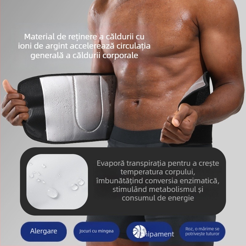 Centură talie sport cu ioni de argint pentru bărbați și femei – centură de ardere a transpirației și modelare a abdomenului pentru alergare și fitness