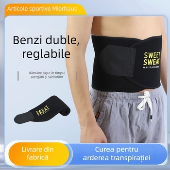 Bandă sport pentru transpirație, pentru bărbați și femei, suport pentru talie, bandă de compresie abdominală pentru subțiere și conturare a taliei