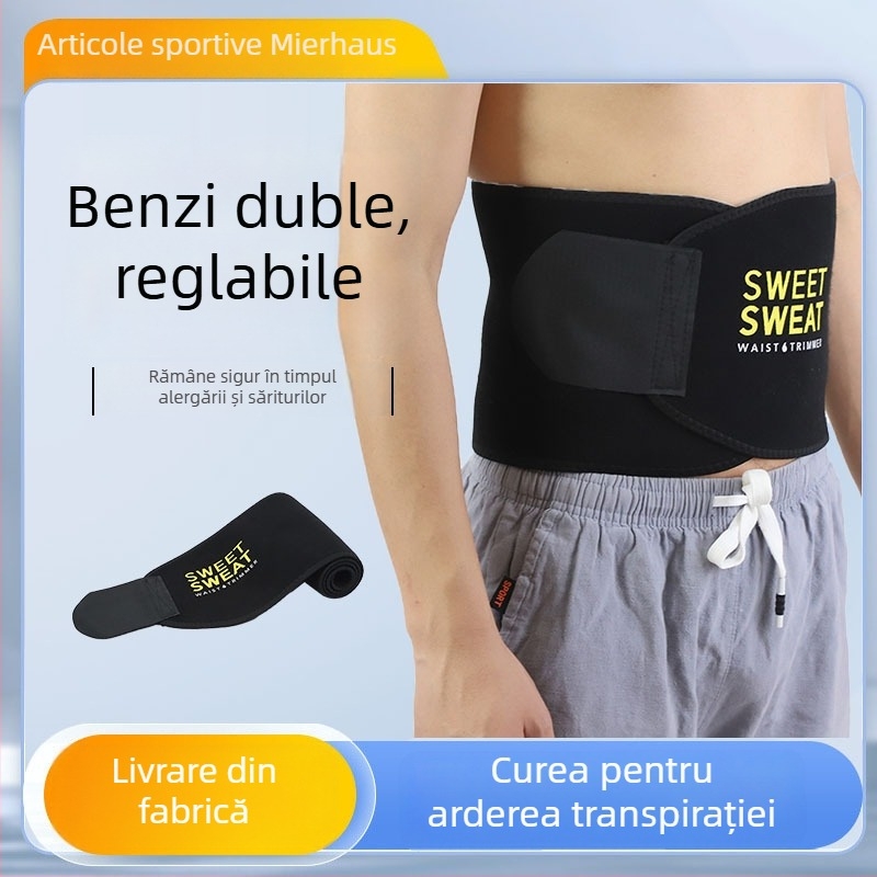 Bandă sport pentru transpirație, pentru bărbați și femei, suport pentru talie, bandă de compresie abdominală pentru subțiere și conturare a taliei