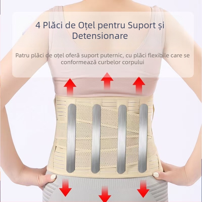 Centură de talie respirabilă pentru toate anotimpurile, suport sport cu placă din oțel și reglaj elastic al taliei
