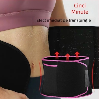Curea de talie pentru yoga cu ioni de argint, absorbție a transpirației, buzunar pentru abdomen, curea de fitness din neopren