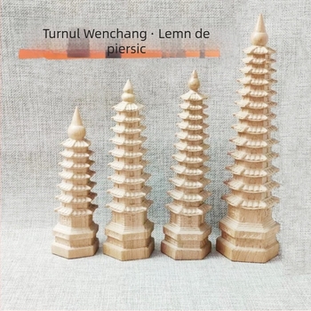 Turn Wenchang din lemn, sculptat, decor pentru birou, din lemn de piersic