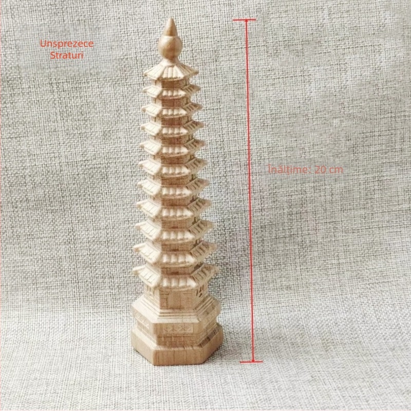 Turn Wenchang din lemn, sculptat, decor pentru birou, din lemn de piersic