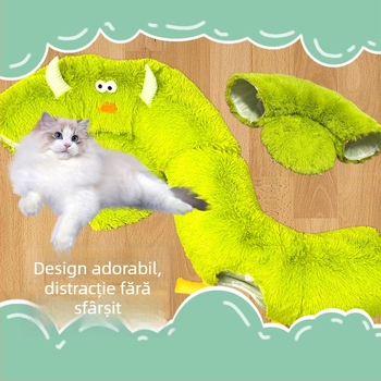 Tunel plușat pentru pisici Dopamine Energy Monster, formă de donut – pliabil