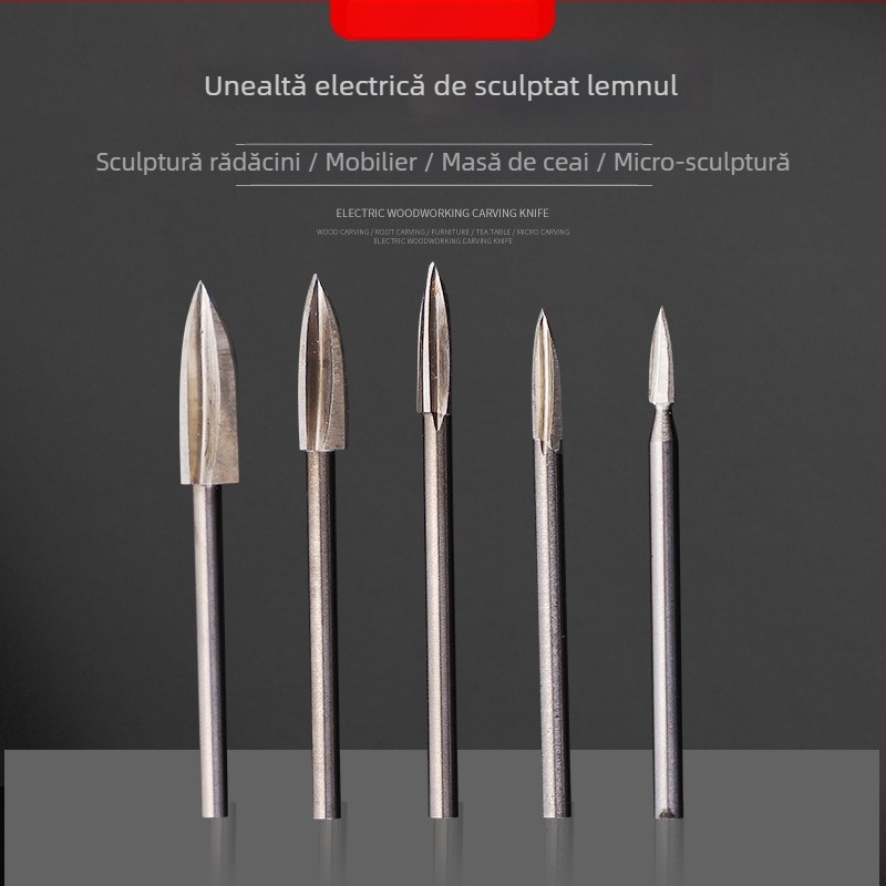 Cuțit electric de sculptură din oțel alb, cu trei lame, pentru sculptură în lemn – instrument de finisare și gravură
