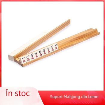 Suport din lemn masiv pentru mahjong cu tijă de împingere, tavă din pin, bază pentru domino, masă pentru șah și mahjong