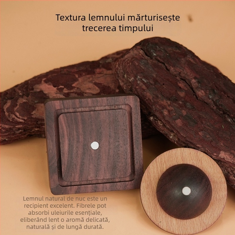 Difuzor de aromă din nuc negru în formă de planetă – fără flacără, decor din lemn pentru mașină și casă, difuzor de aromă interior creativ