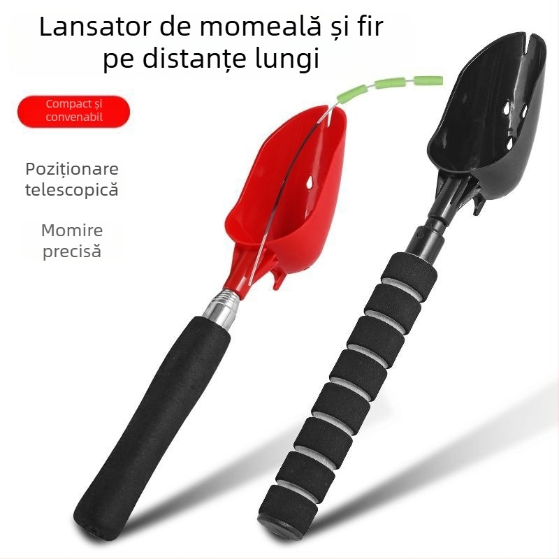 Lingură extensibilă pentru aruncarea momelii la pescuit, cap mare, pentru undiță