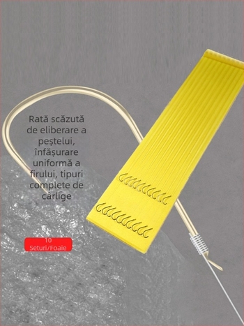 10 seturi de cârlige duble pre-legate, cu variante cu cârlige cu vârfuri și fără, cu capace aurii, stiluri Iseni și Izu, mărimi 1–7