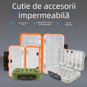 Cutie compactă pentru accesorii de pescuit cu compartimente pentru năluci și momeli, compartiment portabil pentru cârlige