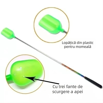 Lingură de momeli din oțel inoxidabil, colorată, cu trei secțiuni, telescopic pentru aruncări lungi, echipament de pescuit