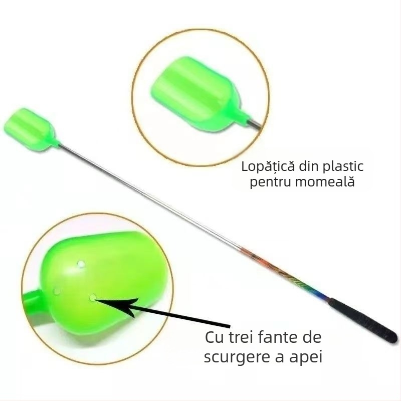 Lingură de momeli din oțel inoxidabil, colorată, cu trei secțiuni, telescopic pentru aruncări lungi, echipament de pescuit