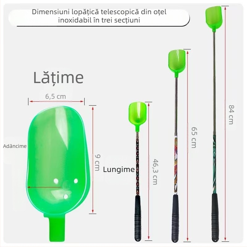 Lingură de momeli din oțel inoxidabil, colorată, cu trei secțiuni, telescopic pentru aruncări lungi, echipament de pescuit
