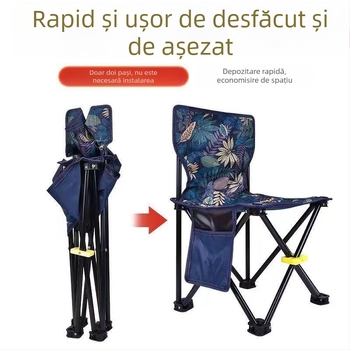 Scaun de pescuit pliabil cu spate, pentru camping și schițe