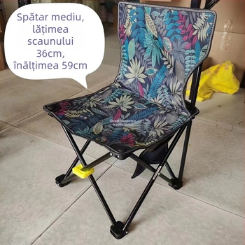 Scaun de pescuit pliabil cu spate, pentru camping și schițe