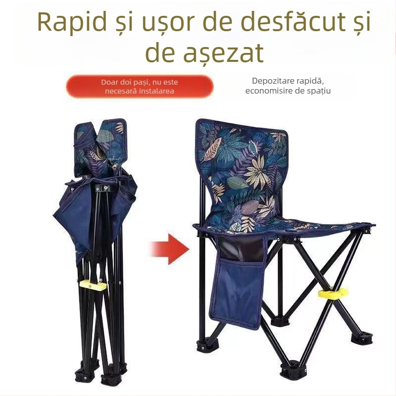 Scaun de pescuit pliabil cu spate, pentru camping și schițe
