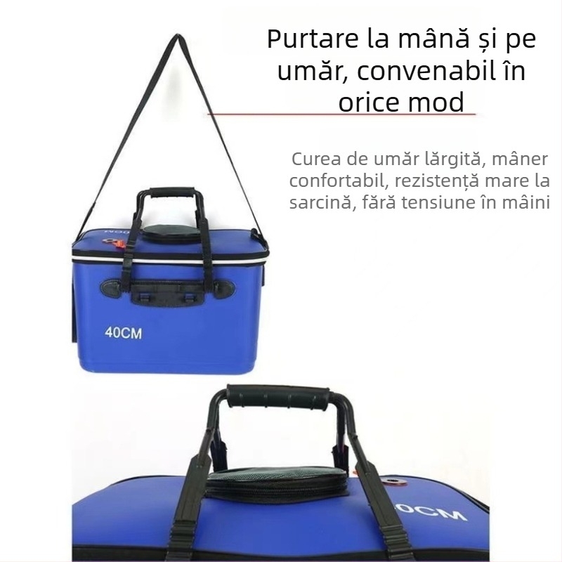 Găleată EVA pliabilă pentru pești vii, cu protecție pentru pești, design integrat, găleată multifuncțională pentru pescuit în natură
