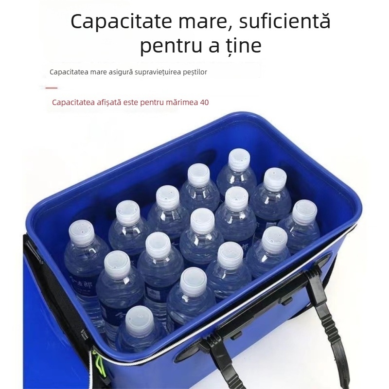 Găleată EVA pliabilă pentru pești vii, cu protecție pentru pești, design integrat, găleată multifuncțională pentru pescuit în natură