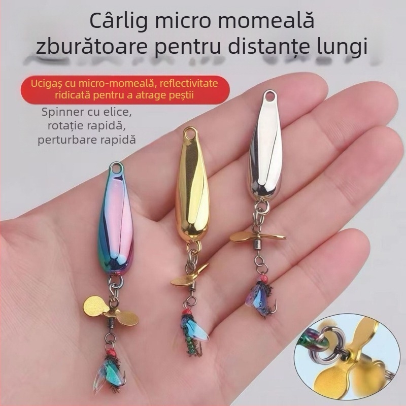 Set de muște cu rotor rotativ pentru aruncări lungi, năluci miniaturale