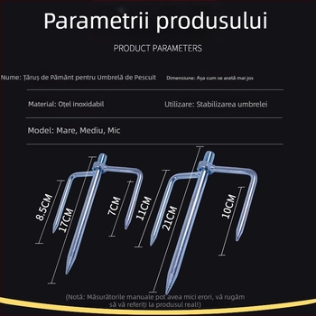 Stâlp de teren din oțel galvanizat pentru umbrelă de pescuit, cu braț triunghiular, două dimensiuni
