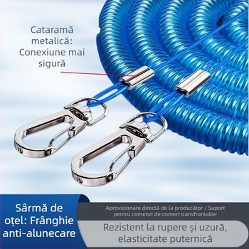 Șnur din oțel pentru undiță, cu protecție anti-pierdere, retractabil, antiîncurcare