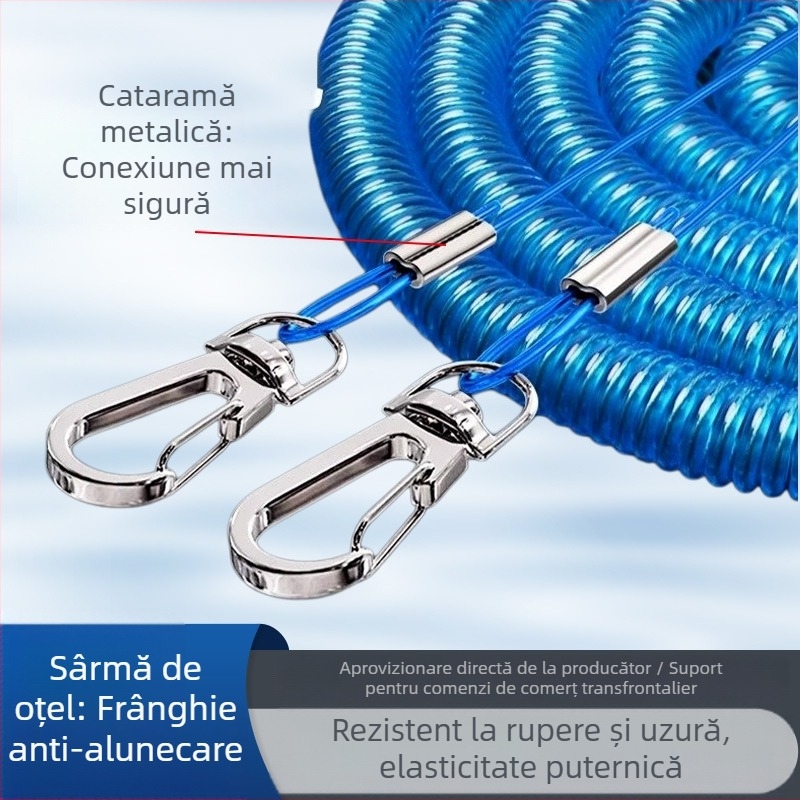 Șnur din oțel pentru undiță, cu protecție anti-pierdere, retractabil, antiîncurcare