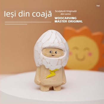 Figurină din lemn, în formă de ou – decor drăguț pentru birou sau mașină