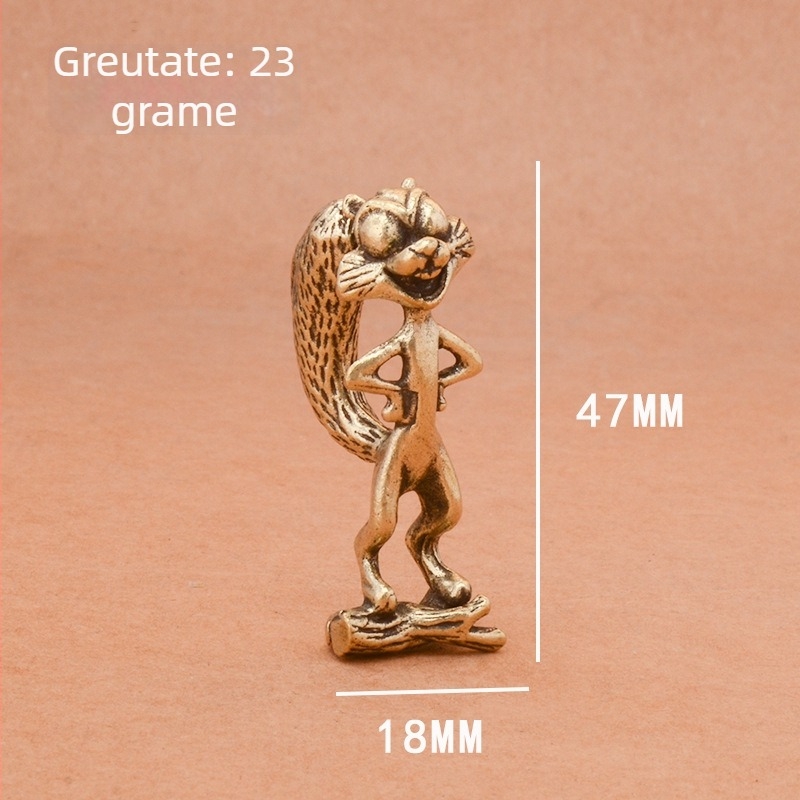Veveriță din alamă, figură decorativă pentru birou, sculptură din alamă pentru ceai