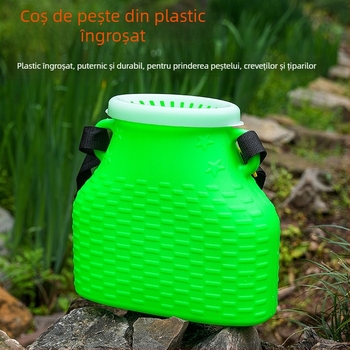 Coș plastic pentru pești, cu transport pentru pești vii, cușcă pentru pește viu și geantă din plasă