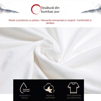 Xiaohe Mountain tricou din bumbac pentru Tai Chi, antrenament Taijiquan și Baduanjin, unisex, mâneci scurte, vară