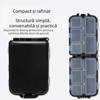 Cutie portabilă pentru accesorii de năluci, compartimente duble pentru momeli și cârlige