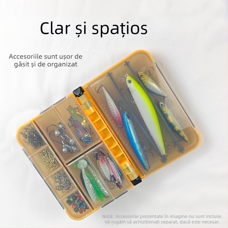 Cutie portabilă pentru accesorii de năluci, compartimente duble pentru momeli și cârlige