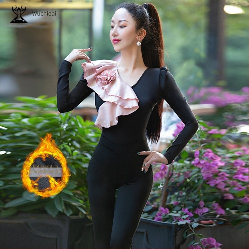 Dancing Wings Costum de dans pentru femei, cu căptușeală groasă din fleece, croială slim-fit, pentru antrenament și defilare XT956